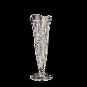 Bohemia Czech Lead Crystal Bud Vase Cut Clear Glass Fluted